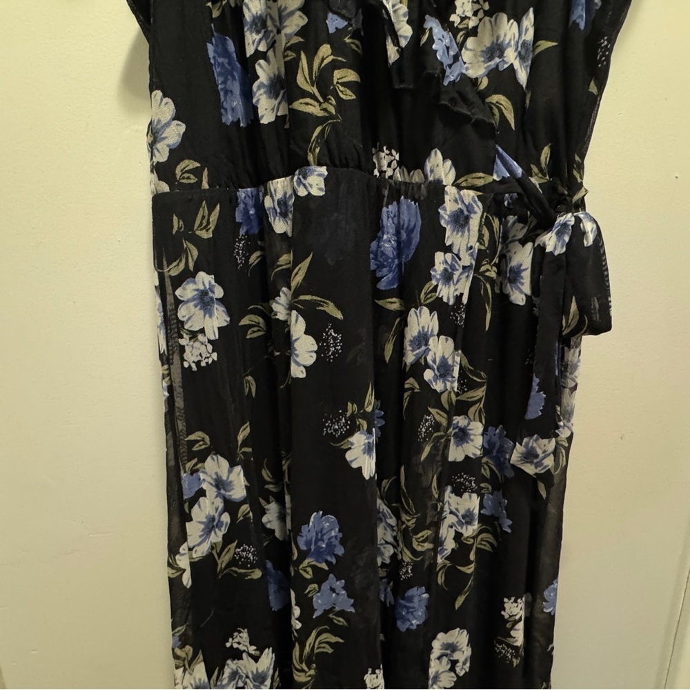Addition Elle Floral Ruffled Mesh Midi Dress Size 3X - Picture 5 of 16